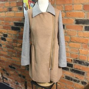 Anthropologie Diplomat Gray and Tan Wool Coat